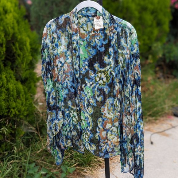 Free People Fleur De Lis Kimono sz Lg - Picture 3 of 4